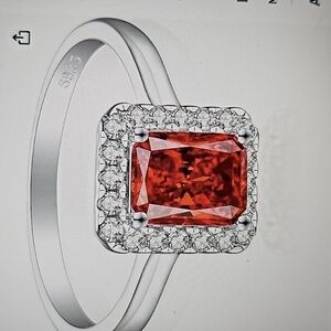 NEW Luxurious Rose Ruby Ring Moissanite Diamonds Silver Band size 7